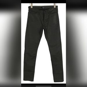 The Kooples Men's Black Waxed Finished  Buttoned Slim Regular Fit